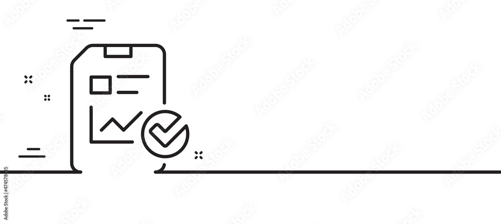 Poster report document line icon. analysis chart or sales growth report sign. statistics data or checklist 