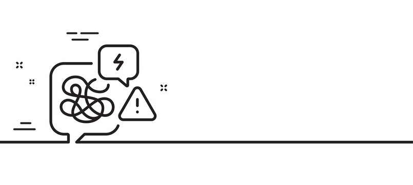 Difficult stress line icon. Psychology chat sign. Mental health messy symbol. Minimal line illustration background. Stress line icon pattern banner. White web template concept. Vector