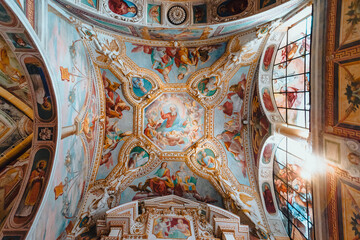 Christian fresco inside the convent of Santa Caterina del Sasso on Lake Maggiore