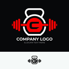 Letter C Logo With barbell and kettlebell | Fitness Gym Logo | Vector Illustration of c Logo Design