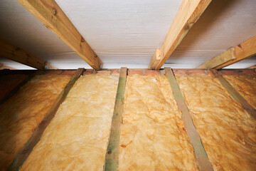 Warming of the roof with mineral wool. Repairing of the house, floor heating insulation, warm...