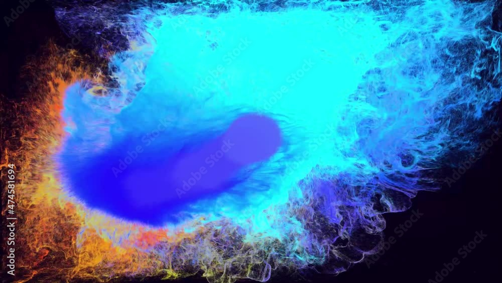 Poster glow particles spread like ink effect. luma matte as alpha channel. emitter ball emit swirl of glow 