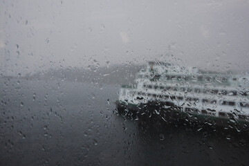 rain drops on ferry window
