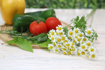 マトリカリアと野菜 