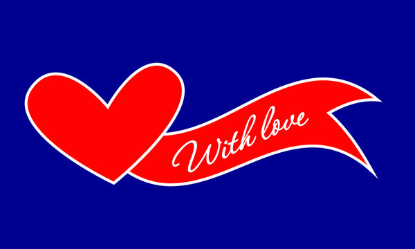Fototapeta vector illustration sticker of hearts with inscriptions with love