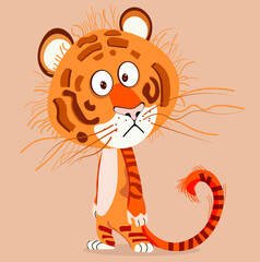 orange tiger on a brown background