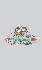 Happy Christmas Cheer, Celebrate with Beer Design vectro template