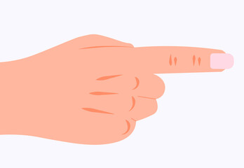 hand with index finger pointing to the right. Touch screen tapping template