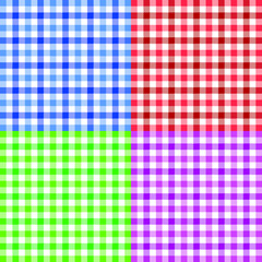 Set of 4 checkred plaid pattern tablecloth fiber, tartan, fabric vector illustration