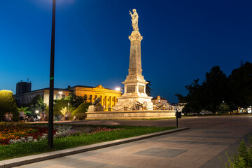 Fototapeta premium Sunset view of Freedom Square in city of Ruse, Bulgaria