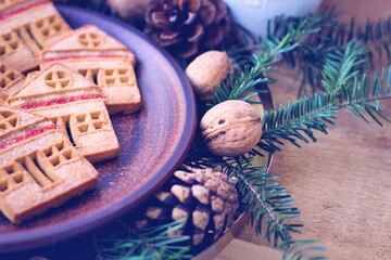 Christmas cookies in form of houses