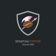 Spartan coffee shield logo template design for brand or company and other