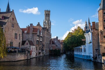 Fototapeta premium Groenerei Channel flanders in bruges belgium