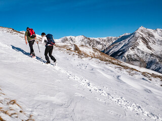 Fototapeta na wymiar Mountaineering scene on Lake Como alps