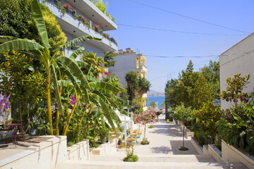Picturesque streets of Saranda in summer day in Albania