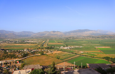 Fototapeta na wymiar Panorama of the valley from hill in Saranda, Albania