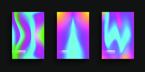 Blurred backgrounds collection with modern abstract blurred color gradient patterns. Templates set for brochures, posters, banners, flyers and cards. Set 2