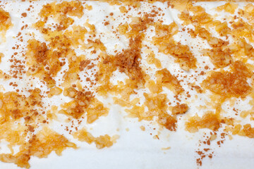 apple pie with cinnamon on filo pastry background