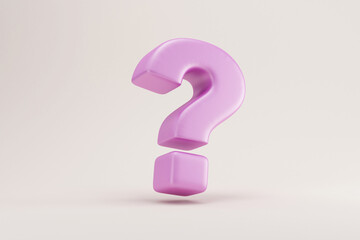 Purple Question Mark on light studio background