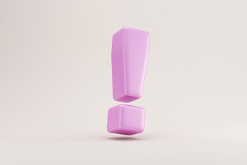 Purple Exclamation Mark on light studio background