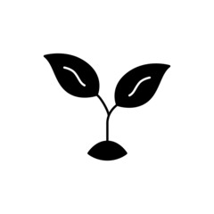 Organic Farming Icon in black flat glyph, filled style isolated on white background