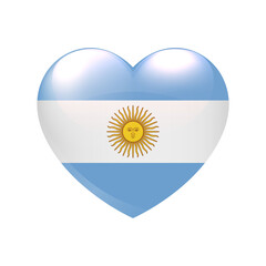 Argentina flag in heart. Vector emblem icon. Country love symbol. Isolated illustration eps10