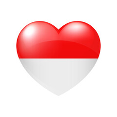 Indonesia flag in heart. Vector emblem icon. Country love symbol. Isolated illustration eps10