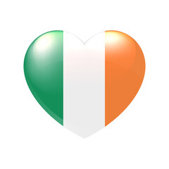 Ireland flag in heart. Vector emblem icon. Country love symbol. Isolated illustration eps10