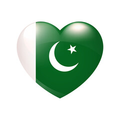 Pakistan in heart. Vector emblem icon. Country love symbol. Isolated illustration eps10
