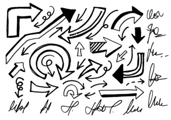 hand drawn vector arrows set on white background.vector EPS