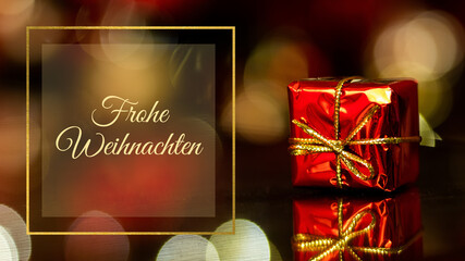 Frohe Weihnachten - Boże narodzenie, prezent, życzenia bożonarodzeniowe, niemiecki - obrazy, fototapety, plakaty