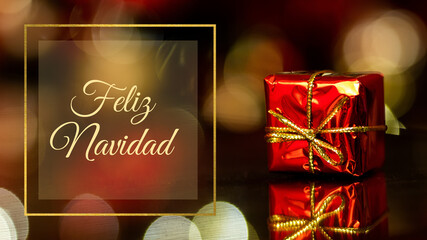 Feliz Navidad - Boże narodzenie, prezent, życzenia bożonarodzeniowe, hiszpański - obrazy, fototapety, plakaty