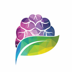 Brain and leaf logo combination vector design. Organic brain logo vector design.