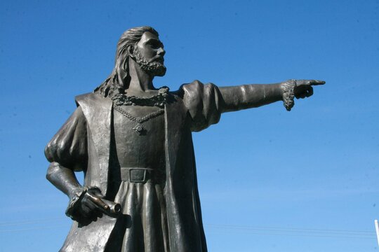 porto seguro, bahia, brazil - august 4, 2008: Statue of Pedro Alvares Cabral in the city of Porto Seguro, in southern Bahia.