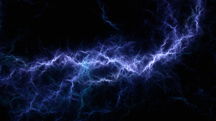 Abstract background, smooth blue lines on a black background