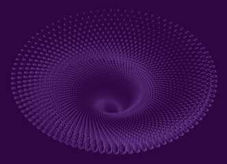 Tunnel or wormhole. Digital wireframe tunnel. 3D tunnel grid