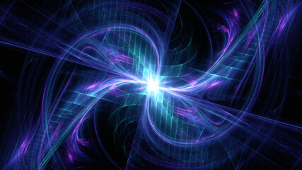 Obraz premium Abstract background, smooth blue lines on a black background