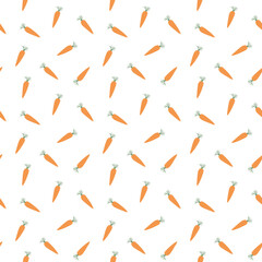 Carrot Vegetables seamless pattern. Vegetarian healthy bio food background, Vegan organic eco products. Vector illustration