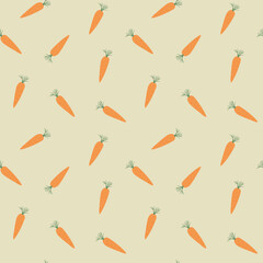 Carrot Vegetables seamless pattern. Vegetarian healthy bio food background, Vegan organic eco products. Vector illustration