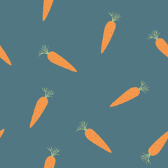 Carrot Vegetables seamless pattern. Vegetarian healthy bio food background, Vegan organic eco products. Vector illustration