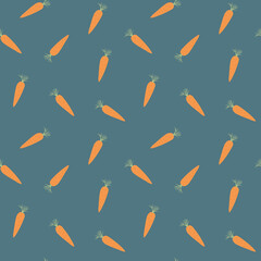 Carrot Vegetables seamless pattern. Vegetarian healthy bio food background, Vegan organic eco products. Vector illustration