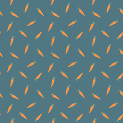 Fototapeta premium Carrot Vegetables seamless pattern. Vegetarian healthy bio food background, Vegan organic eco products. Vector illustration