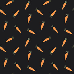 Fototapeta premium Carrot Vegetables seamless pattern. Vegetarian healthy bio food background, Vegan organic eco products. Vector illustration