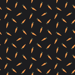 Carrot Vegetables seamless pattern. Vegetarian healthy bio food background, Vegan organic eco products. Vector illustration