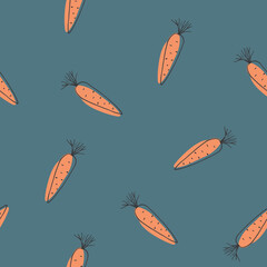 Carrot Vegetables seamless pattern. Vegetarian healthy bio food background, Vegan organic eco products. Vector illustration