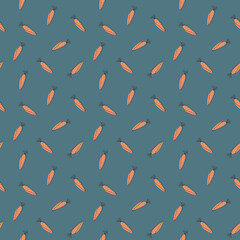 Carrot Vegetables seamless pattern. Vegetarian healthy bio food background, Vegan organic eco products. Vector illustration
