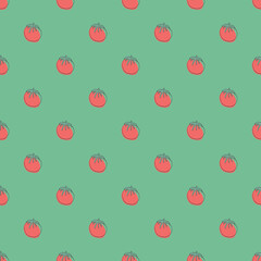 Tomato Vegetables seamless pattern. Vegetarian healthy bio food background, Vegan organic eco products. Vector illustration