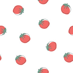 Tomato Vegetables seamless pattern. Vegetarian healthy bio food background, Vegan organic eco products. Vector illustration