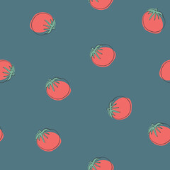 Fototapeta premium Tomato Vegetables seamless pattern. Vegetarian healthy bio food background, Vegan organic eco products. Vector illustration