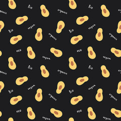 Avocado Vegetables seamless pattern. Vegetarian healthy bio food background, Vegan organic eco products. Vector illustration